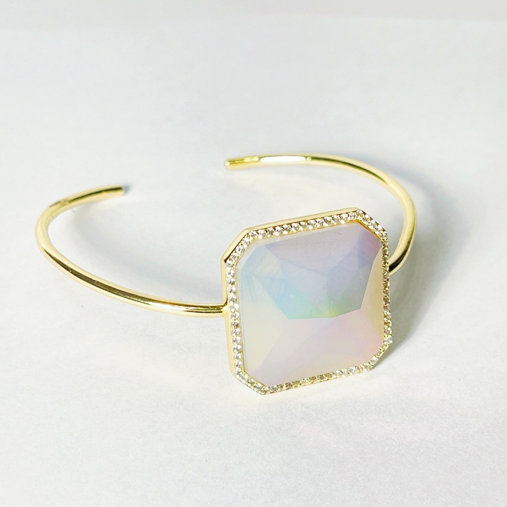 Adjustable Gold Plated Blue Agate Bracelet